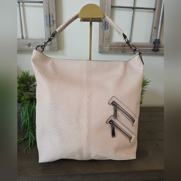 Rebecca Minkoff NWOT Blush/Pale Pink Scale Textured Leather Hobo/Crossbody - Picture 5 of 15